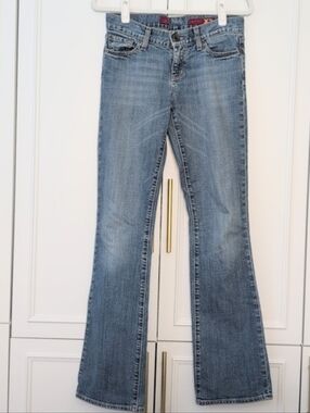 Y2K Vintage X2 Women's Blue Low Rise Boot Cut Jeans 2 Long